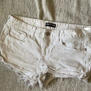 Express white jean shorts